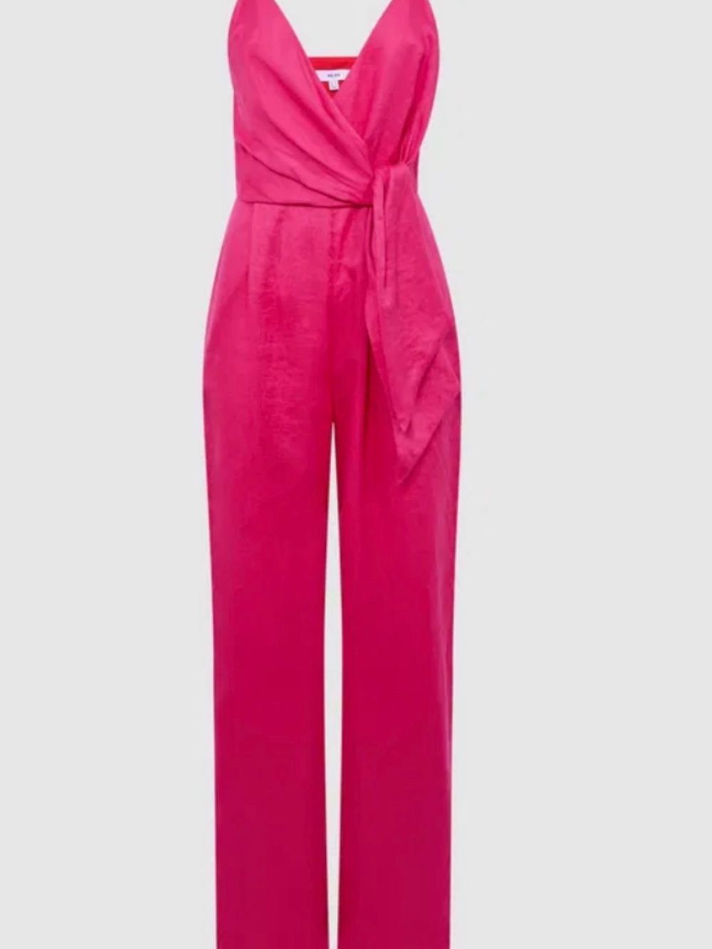 glam Fuchsia Sleeveless Wrap Waist Wide-Leg Jumpsuit